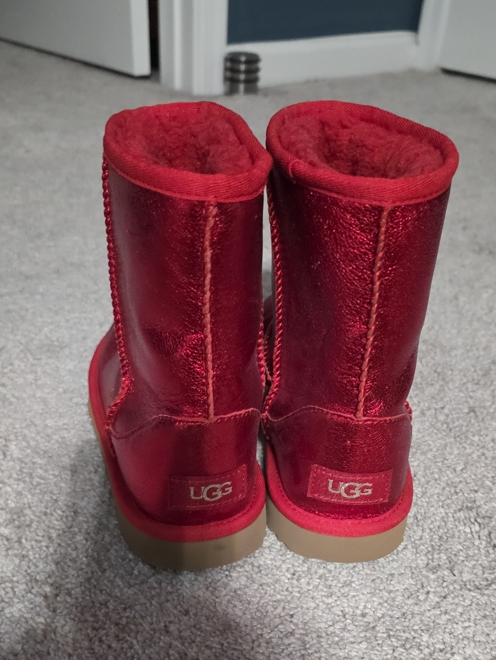 UGG Kids Metallic Red Short Boots SIZE  3
